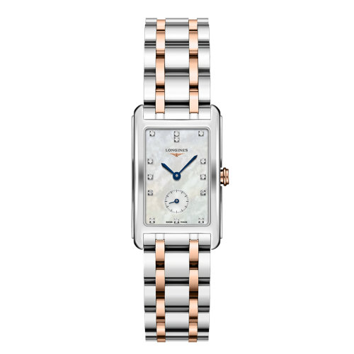 LONGINES/浪琴 黛绰维纳系列 长方形石英表镶钻白珍珠贝母精钢玫瑰金男女同款表23.3 X 37毫米L5.512.5.87.7