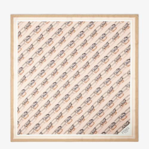  FENDI芬迪 22年秋冬 女士 围巾 淡粉红色有机桑蚕丝围巾 FXT091ALSMF0QF7