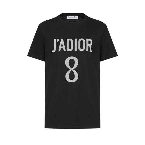 DIOR/迪奥 22年早春新款 女士黑色棉麻针织面料J'ADIOR 8印花短袖T恤213T03TC001_X9000