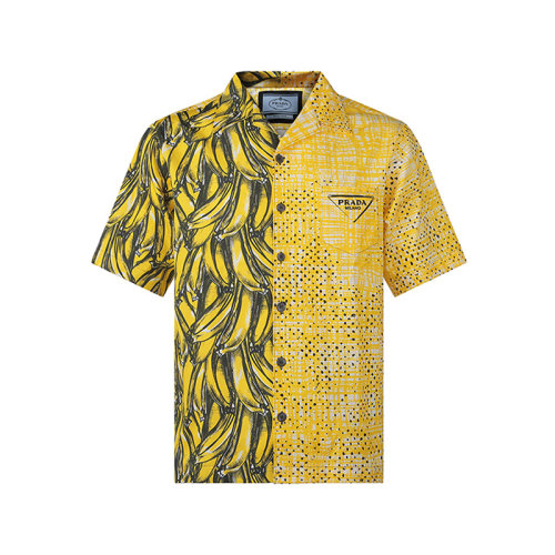 PRADA/普拉达 【22年新款】 男士棉质Double Match宽松版休闲短袖衬衫 UCS406 1ZVH S 2