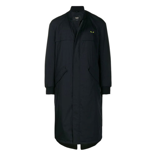 FENDI/芬迪 男装 男士怪兽眼睛黑色织物大衣夹克外套 FAA628A8J2