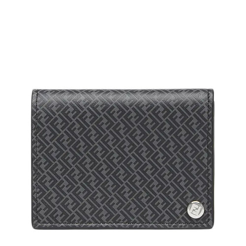 FENDI/芬迪   男士黑色灰色FF图案印花小牛皮卡包7M0312AGLPF0L6B