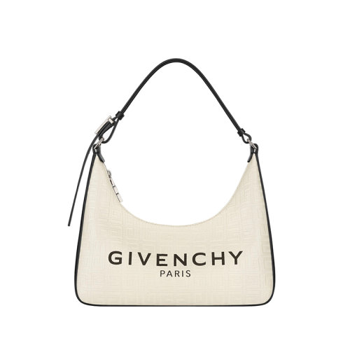 Givenchy/纪梵希 22新款 Moon Cut Out系列 女士小号白色压花帆布配小牛皮字母图案调节皮革手柄金色饰面金属单肩手提包BB50PYB1H1-105
