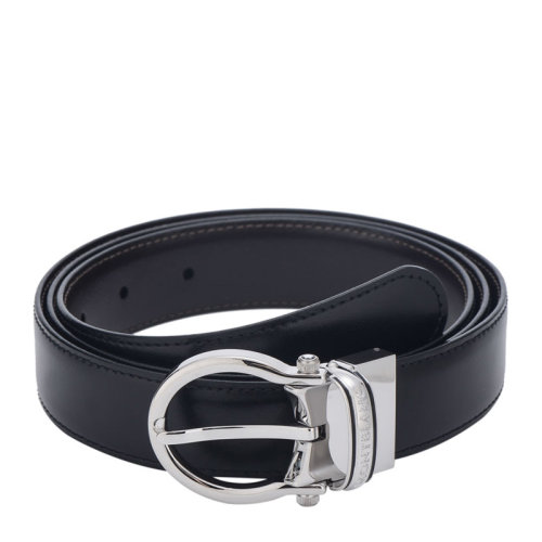 MontBlanc/万宝龙 男士黑色针扣式商务休闲牛皮腰带皮带 105123