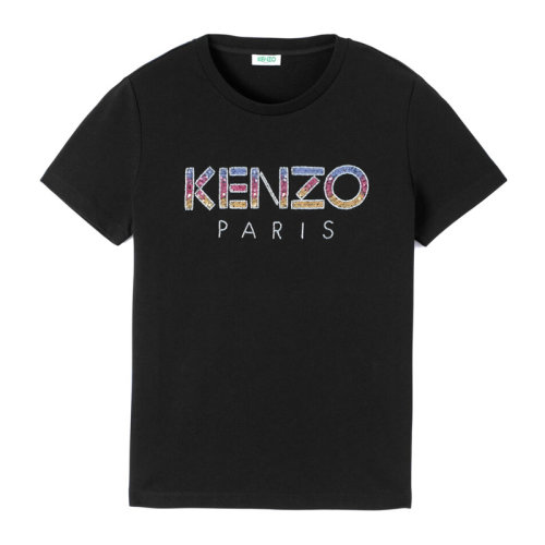 KENZO/高田贤三  女装 服装 黑色棉质彩色logo徽标印花 女士短袖T恤 FA52TS821936经典字母LOGO