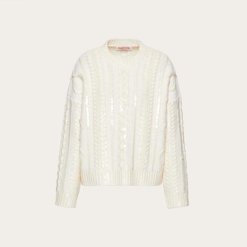  VALENTINO华伦天奴 22年秋冬 女士 针织衫 PULL BRODé EN LAINE 1B3KC36U7ABA03