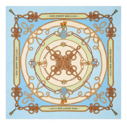  GUCCI古驰 22年秋冬 女士 光影饰带印花真丝围巾 703096 3G001 4969