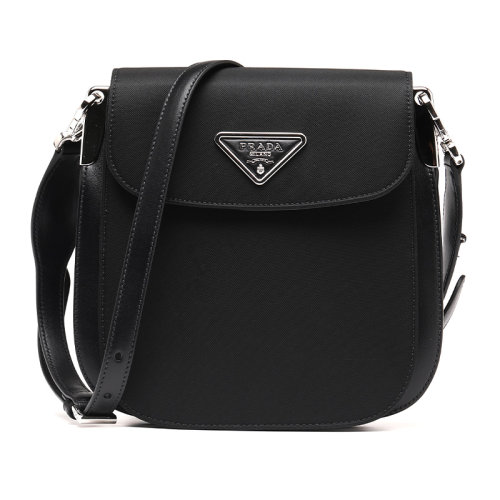 PRADA/普拉达金属三角徽标织物/配皮女士单肩包斜挎包1BD2592DL