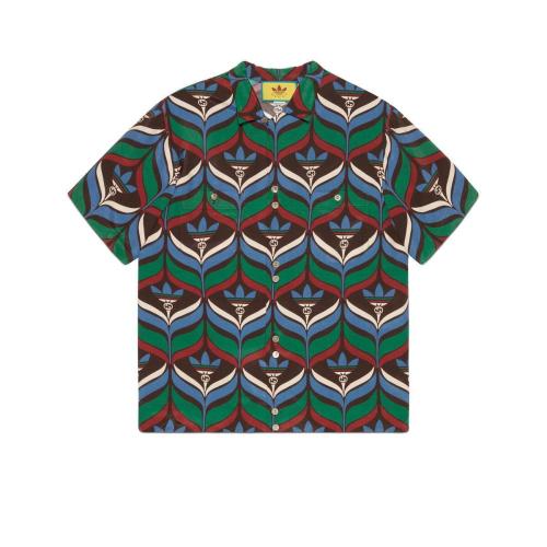  GUCCI古驰 22年秋冬 男士 adidas x Gucci联名系列Trefoil印花保龄球衫 702467 ZAJOV 2054