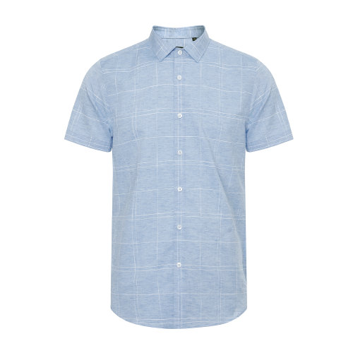 DIDIBOY/迪迪博迩商务格纹短衬清爽夏季薄款衬衫百搭舒适透气单品男士短袖衬衫