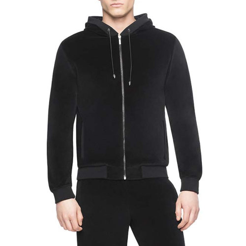 VERSACE/范思哲 男士黑色棉质经典美杜莎头像装饰拉链开合长袖上衣外套夹克连帽衫 A71086-A209743-A008