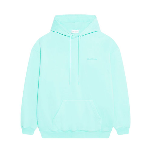 Balenciaga/巴黎世家 22年早春新款 男女同款浅绿色纯棉LOGO连帽卫衣578135TLVB83062