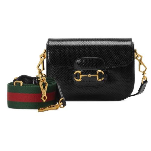  GUCCI古驰 22年秋冬 女士 Gucci 马衔扣1955系列蟒蛇皮迷你手袋 658574 L2DRG 1060