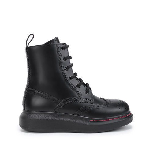 Alexander McQueen/亚历山大麦昆 女士牛皮革Hybrid系带短靴切尔西靴 586402 WHX51