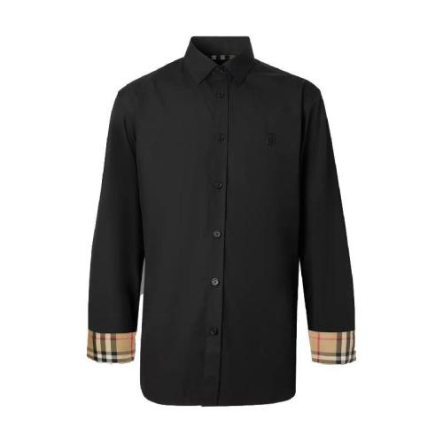  BURBERRY 22年秋冬 男士 修身剪裁专属标识图案弹力棉府绸衬衫 80323051
