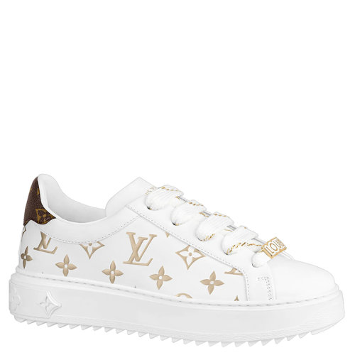 Louis Vuitton/路易威登 22年早春新款 TIME OUT系列 女士金色老花压花小牛皮运动鞋1A9HAR
