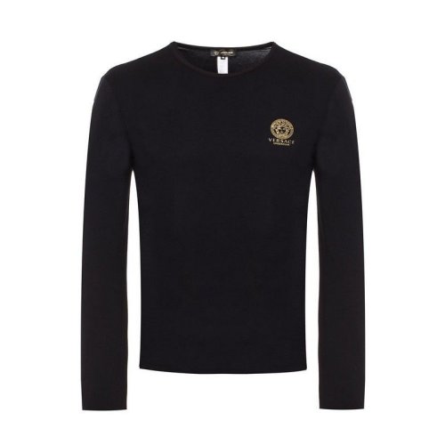 VERSACE/范思哲 男士黑色棉质长袖T恤 AUU01007 AC00059 A008