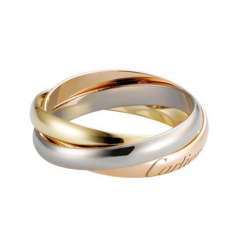 CARTIER/卡地亚 TRINITY系列 18K金白金黄金玫瑰金三色三环窄款戒指 B4086100