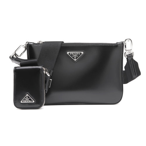 PRADA/普拉达三角徽标漆皮牛皮革单肩包2VH129ZO6