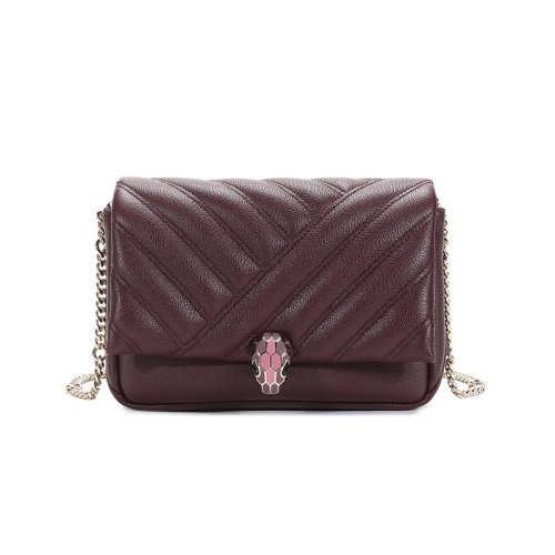 BVLGARI/宝格丽  女士迷你款SERPENTI CABOCHON系列粒面牛皮蛇头扣单肩斜挎包腰包手拿包 290648