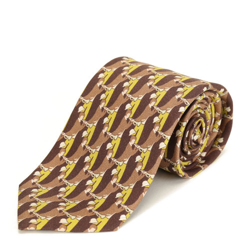 PRADA/普拉达 桑蚕丝棕色印花男士领带