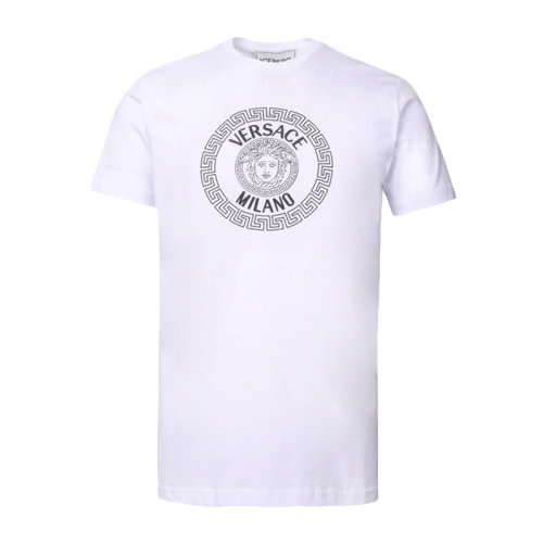 VERSACE/范思哲 男士纯色棉质经典字母徽标美杜莎头像装饰圆领上衣短袖T恤 A85161-A228806 多色可选