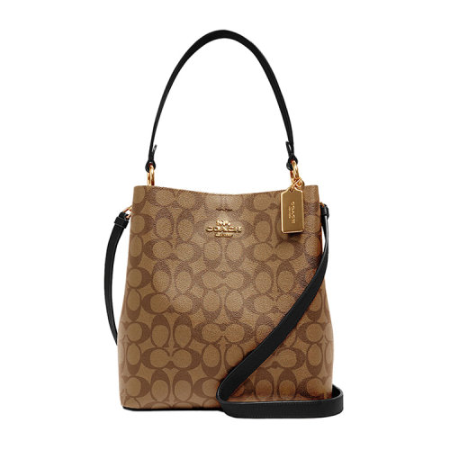 COACH/蔻驰 经典标志帆布TOWN水桶包帆布/配皮91512