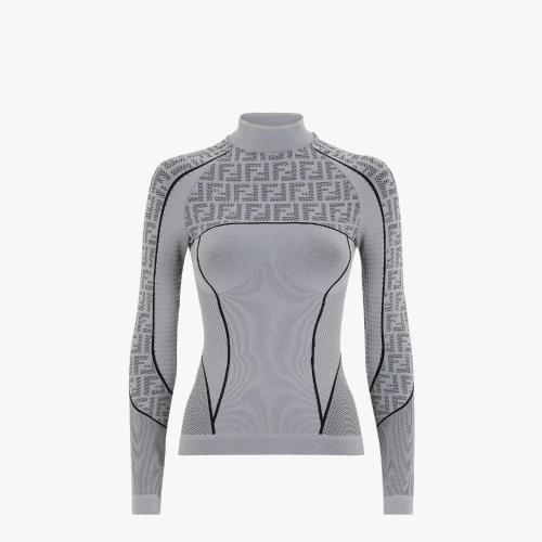  FENDI芬迪 22年秋冬 女士 针织衫 灰色FF高科技布料毛衣 FAF157AK7QF1IAW