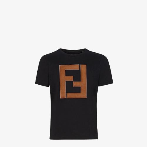  FENDI芬迪 22年秋冬 男士 短袖T恤 黑色棉质T恤 FY0894A2BNF0QA1