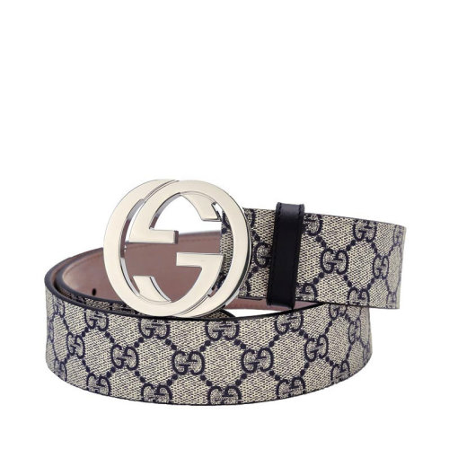 GUCCI/古驰  男士乌木色人造革双G印花时尚休闲板扣皮带裤带腰带 411924-KGDHN 多色可选