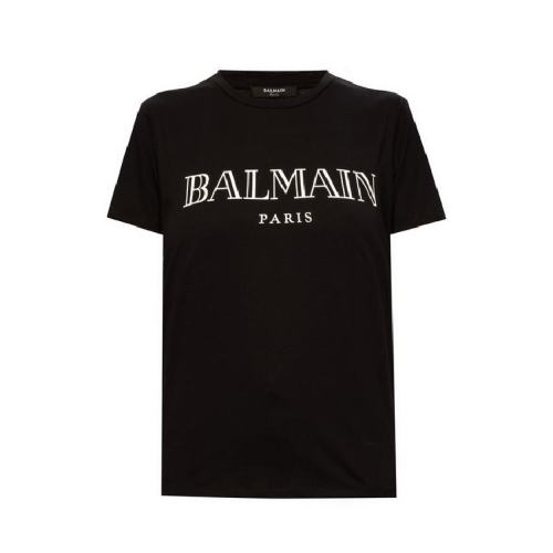 BALMAIN/宝曼 女士黑色棉质短袖T恤 UF11350 I409 EAB PLFSX