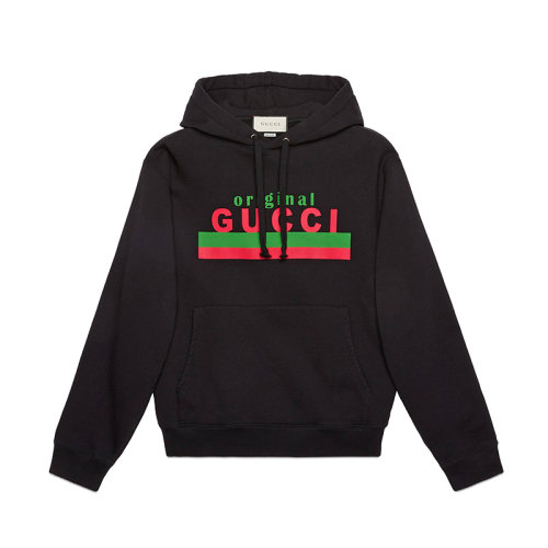 GUCCI/古驰    男士Original Gucci印花黑色纯棉连帽卫衣 626989XJCOR1082