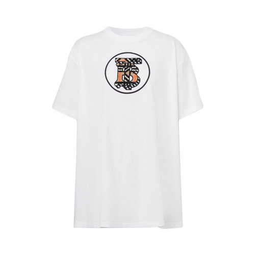 BURBERRY/博柏利 22年春夏新款 女士白色纯棉Logo图案宽松短袖T恤80559071