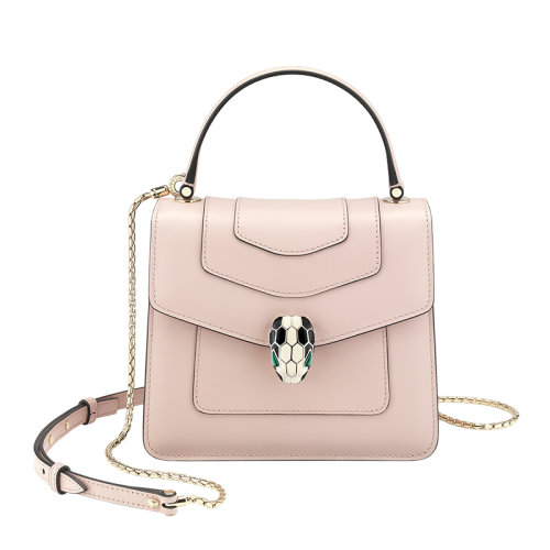 BVLGARI/宝格丽 serpenti forever系列 女士裸粉色小牛皮蛇头扣单肩斜挎包手提包