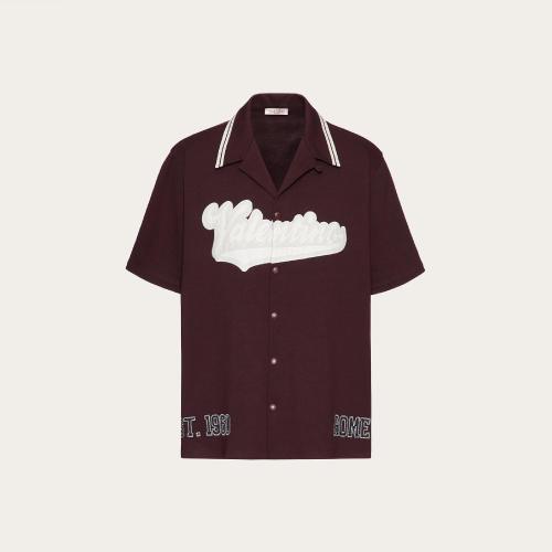  VALENTINO华伦天奴 22年秋冬 男士 短袖衬衫 CHEMISE EN COTON A_VEC BRODERIE MAISON VALENTI