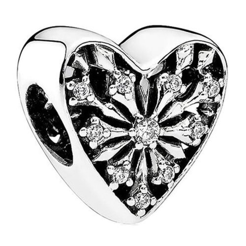 PANDORA/潘多拉 锆石+925银圣诞冰花锆石之心锆石串珠791996CZ