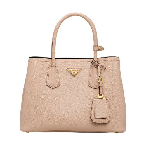 PRADA/普拉达 22新款 double系列 女士粉色saffiano十字纹皮革拆卸吊饰金色标志双皮手柄手提斜挎包1BG887_2A4A_F0UDW_V_OOO