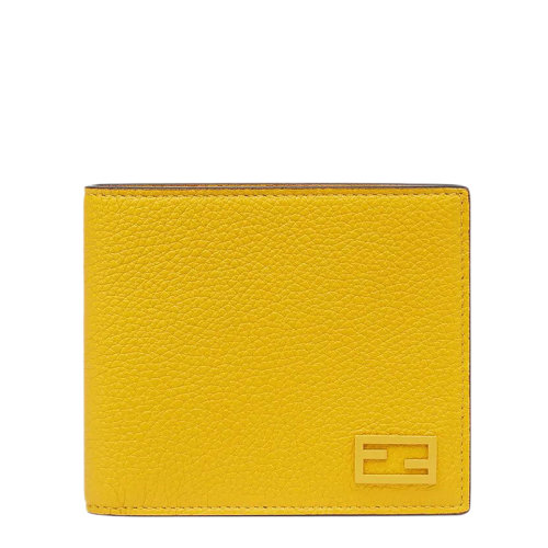 FENDI/芬迪  男士黄色皮革珐琅饰面FF金属细节双折短款钱包7M0169AG0LF03PF