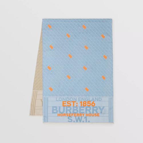  BURBERRY 22年秋冬 女士 双面专属标识图案提花丝巾 80531911