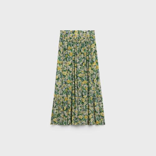  CELINE赛琳思琳 22年秋冬 女士 半身裙 “雏菊”绉绸中长百褶裙 2J439187R.01KS