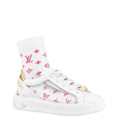 Louis Vuitton/路易威登 22年早春新款 TIME OUT系列 女士白色/金色小牛皮透明设计运动鞋1A9PZS