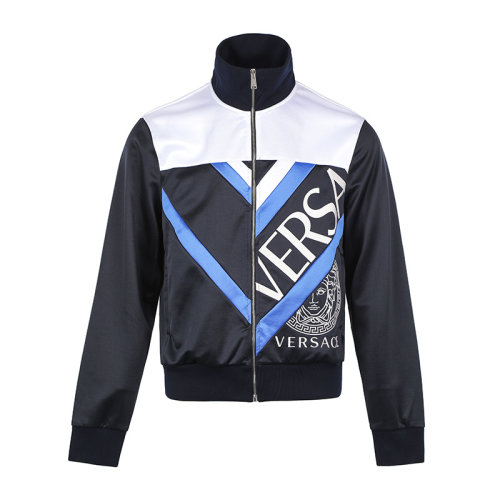 VERSACE/范思哲21新品美杜莎刺绣图案拼色立领男士夹克外套10014231A01057