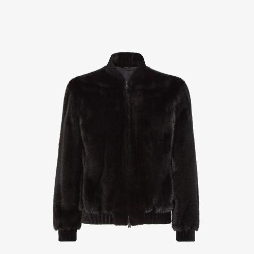  FENDI芬迪 22年春夏 男士 夹克 黑色貂毛夹克 FME17_IVJF0P9B