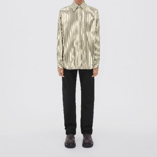  BV葆蝶家 22年秋冬 男士 长袖衬衫 chemise en coton compact a rayures 720688V2AQ03305