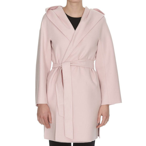 MaxMara/麦丝玛拉 女装 女士粉色羊毛束腰带时尚百搭秋冬连帽大衣 60110397 016