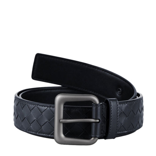 Bottega Veneta/葆蝶家 BV 男士深蓝色牛皮编织针扣式商务休闲腰带皮带 271932-V4650-4013
