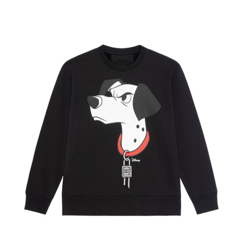 Givenchy/纪梵希 22年秋冬新款 迪士尼联名系列 男士黑色斑点狗印花修身无帽卫衣BMJ0HR3Y78-001