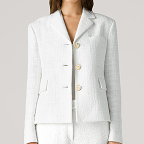St.John/盛蔷21春夏女士西服V领针织短款西装外套K613C03