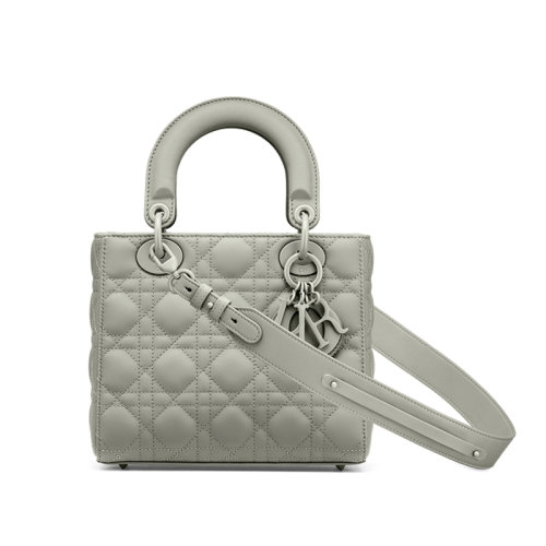 DIOR/迪奥 LADY DIOR系列MY ABCDIOR 女士灰色哑光小牛皮单肩手提戴妃包 （勋章款）M0538ILOI_M41G
