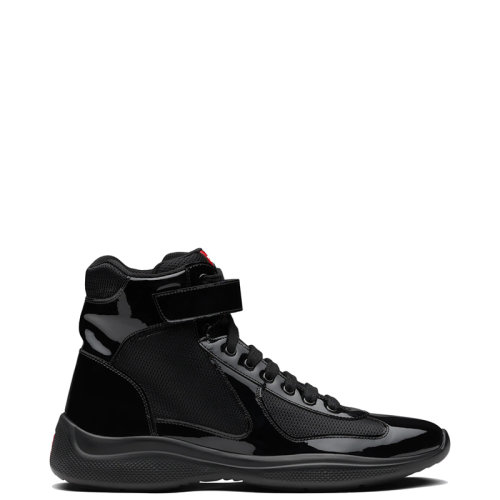PRADA/普拉达 22年新款 America's Cup系列 男士黑色皮革和织物材质高帮运动鞋4T3461_ASZ_F0002